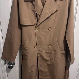 Womens PLT Tan Double-Breasted Trench Coat